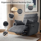 Swivel Recliner Chair for Adults, Corduroy Nursery Glider Rocking Chair, Armchair with 2 Pillows, Comfy High Back Reclining for Small Spaces, Nursery Bedroom Living Room (Corduroy Gray, 1 Pack)