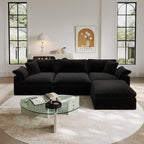 Oversize Cloud Modular Sectional Sofa,110.8" L Shape 3 Seaters with Chaise Down Filled Comfort Sofa Detachable Couch Cushion Covers for Living Room,Black 1