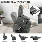 EDILLY Extra Large Power Lift Recliner Chairs for Elderly,Infinite Position Lay Flat Dual Motor Recliners Chair,with Heating and Massage, Breathable Leather,USB Ports and Remote Control(Silver Gray)