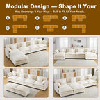 146" Cloud Chenille Sectional Couch 4+2 with Ottomans｜Large Modular Sofa for Spacious Living Rooms｜FSC Solid Wood Frame｜29.1" Deep Seat｜Easy Assembly & 1YR Guarantee