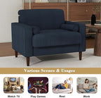 Oversized Accent Chair Set of 2, Corduroy Fabric Mid Century Modern Armchair with Large Seat for Living Room Bedroom Reading