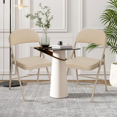 10 Pack Folding Chairs with Padded Cushion and Back, Khaki Portable and Foldable Chairs with Durable Metal Frame for Indoor Outdoor Office Party Events Kitchen, 330lbs Capacity