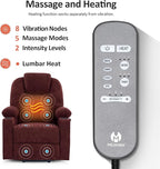 MCombo Power Lift Recliner Chair for Elderly, Lift Chair with Heat and Massage, USB&Type C Ports, Extended Footrest, Cup Holders, Fabric 7040 (Medium, Sangria)