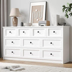 CHUWELL 10 Drawer Double Dresser for Bedroom, 59.1" Wide Dressers & Chests of Drawers with Large Capacity Storage, Dresser for Bedroom(White)