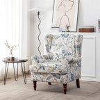 MELLCOM Floral Accent Chair, High Back Upholstered Armchair with Solid Legs, Leisure Single Sofa Chair for Living Room, Bedroom, Home Office, Blue Floral