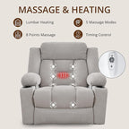 Dual Motor Power Lift Recliner for Elderly, Large Electric Lift Recliner with Massage and Heat, Cup Holders, Side Pocket, Fabric(Light Grey)