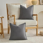 FUTEI Dark Grey Chenille Throw Pillow Covers 16x16 Inch Set of 2,Edges Double-Stitched Cushion Cases,Modern Home Decor for Couch Living Room