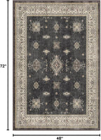 RUGGABLE Washable Vintage Area Rug – Verena Dark Wood 4x6, Stain-Resistant, Non-Slip – Medium Machine Washable Rugs for Living Room, Bedroom, Hallway, Entryway & Office–with Cushioned Pad