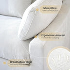 192" Modular Sectional Sofa Cloud Couch,Oversized Linen L-Shaped Sectional Sofa with Deep Seat,U-Shape 8-Seater Couch with Ottoman for Living Room in White