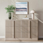 Fluted Dresser for Bedroom, 47" Wide Chest of Drawers, Modern 6 Drawer Dresser with Solid Wood Handle, Curved Profile Design, Wood Dressers Storage Organizer, Living Room, Hallway, White Alder