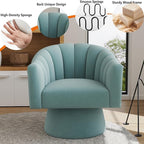 Swivel Accent Chair Set of 2, Upholstered Velvet 360° Swivel Barrel Chair for Living Room Overstuffed Bouncle Reading Chair Round Armchair for Bedroom,Vanity,Office (Blue)