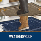 OLANLY Front Door Mat Indoor Outdoor Entrance, Waterproof All-Season, All-Weather Doormat, Sturdy Natural Rubber, Fade Resistant, Low Profile, Easy Clean Patio Porch Entryway Mat, 71x23, Blue
