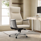EUREKA ERGONOMIC Royal II Executive Office Chair High Back, Big and Tall with Extra Wide Seat, Silicone Leather Desk Chair Computer Chair, Modern Office Chair Home Office Desk Chairs - Beige Gray