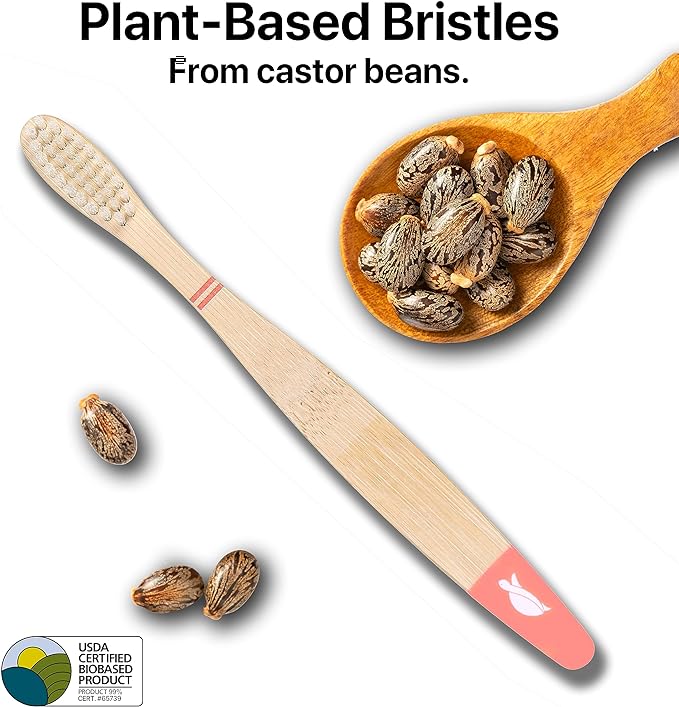 Sea Turtle Plant-Based Bristles, Bamboo Toothbrushes, Soft Natural Toothbrush for Kids (4 Pack)
