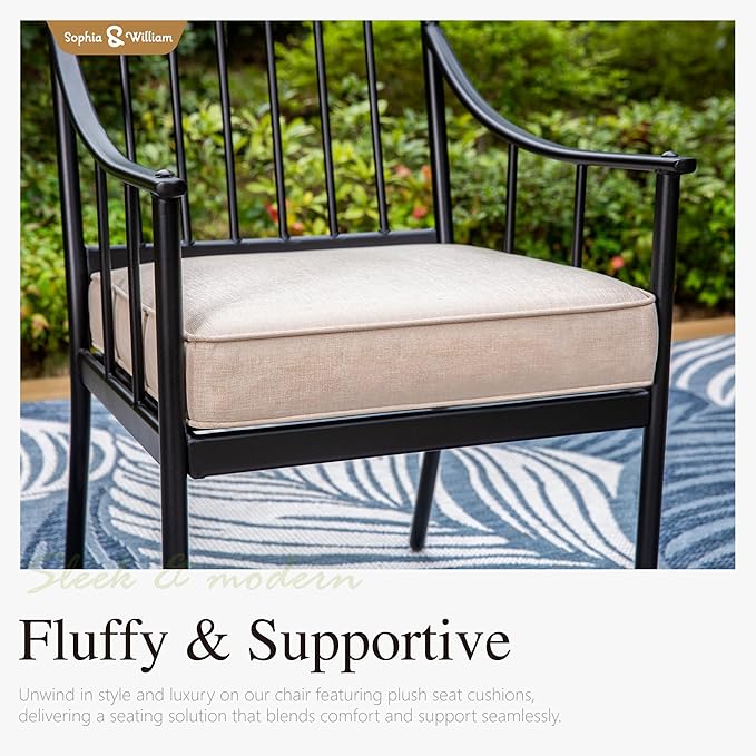 Sophia & William 9 Pieces Patio Dining Set for 8 People, Metal Outdoor Furniture Set with Expandable Patio Table and Chairs, Rust and Weather Resistant Conversation Bistro Set for Porch Yard Deck