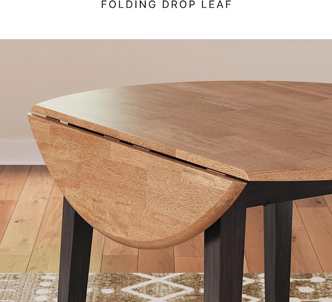 Signature Design by Ashley Gesthaven Farmhouse Dining Drop Leaf Table with 4 Legs, Light Brown & White