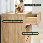 Fluted 9 Drawer Dresser for Bedroom, 60" Wide Modern Chest of Storage Drawers, Wood Dresser & Chest of Drawers with Curved Corners, Dressers TV Stand for Living Room (60" Natural 9 Drawer)