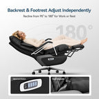 M80A Dual Motor Electric Executive Office Chair with Footrest, Comfortable Reclining Office Chair Wide Seat, Big and Tall Ergonomic Leather Home Office Desk Chair (Black,Multi-Functionality)