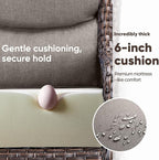 Swivel Patio Chairs Set of 3 with 6" Thick Cushion - Wicker Outdoor Swivel Rocker Patio Chairs with Side Table, High Back Comfortable Outdoor Glider Chairs - Brown Wicker | Grey Cushions