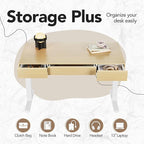 HUANUO Electric Standing Desk with 3 Drawers, 48 Inches Height Adjustable Stand Up Desk, Whole-Piece Board Computer Workstation with 4 Memory Height Settings, Light Walnut