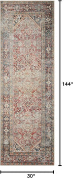 Loloi Amber Lewis Georgie Collection GER-01 Red/Navy 2'-6" x 12'-0", .19" Pile Height, Runner Rug
