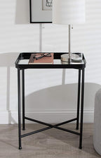 Kate and Laurel Celia Modern Side Table, 18 x 12 x 26, Black, Foldable Rectangular End Table for Storage and Display