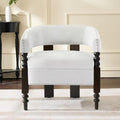 LOULENS Barrel Accent Chair for Living Room | Vintage Linen Upholstered Lounge Chair with with Solid Wood Legs, Armchair for Bedroom, Reception Room & Reading Nook, Light Grey