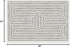 RUGGABLE x Jonathan Adler Machine Washable Modern Area Rug – Labyrinth Black/Ivory 2x3, Stain-Resistant, Non-Slip – Small Rugs for Living Room, Bedroom, Hallway, Entryway & Bathroom–with Standard Pad