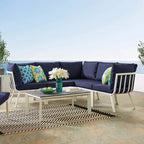 Modway Riverside Outdoor Furniture, 6-Piece Set, White Navy