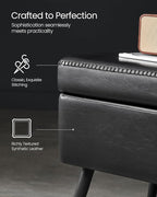 VASAGLE EKHO Collection - Storage Ottoman Bench, Entryway Bedroom Bench, 15 Gallons, Synthetic Leather with Stitching, Mid-Century Modern, Safety Hinges, Loads 660 lb, Ink Black ULOM074B01
