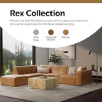 SIMPLIHOME Rex Left Corner Sectional Modular Sofa and Ottoman Set in Full-Grain Genuine Leather, Sienna, 116-inch-wide L-Shaped Leather Sofa and Matching 34-inch-Wide Table Ottoman for Living Room