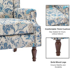 Accent Chair, Upholstered High Back Floral Armchair with Nailhead Trim & Wood Legs, Comfy Wingback Reading Single Sofa Chair for Small Spaces, Living Room, Bedroom-Boho Blue Floral, Set of 1