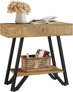 Tribesigns End Side Table for Living Room, Narrow Couch Arm Side Table with Storage Shelves, Small Bedside Nightstand for Bedroom, Small Spaces, Natural