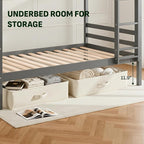 Softa Full Over Full Bunk Bed with Thick Posts,Wooden Bunk Bed with High Guardrail and Ladder for Kids, Teens, Dorm Rooms, and Guest Rooms,No Box Spring Needed, Grey