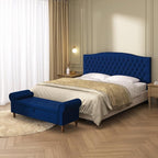 Velvet Upholstered Headboard King/Cal King Size Latest Model Wall Mount, Bed Frame Mount, Featuring High-Density Sponge Padding, Luxury Texture Easy Assembly Comfort and Style-Navy Blue