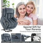 Power Lift Recliner Chair, 350lb Capacity with 8-Point Massage & Heating, USB/Type-C Ports & Cup Holders, Heavy Duty Chenille Recliner for Elderly, Blue Grey