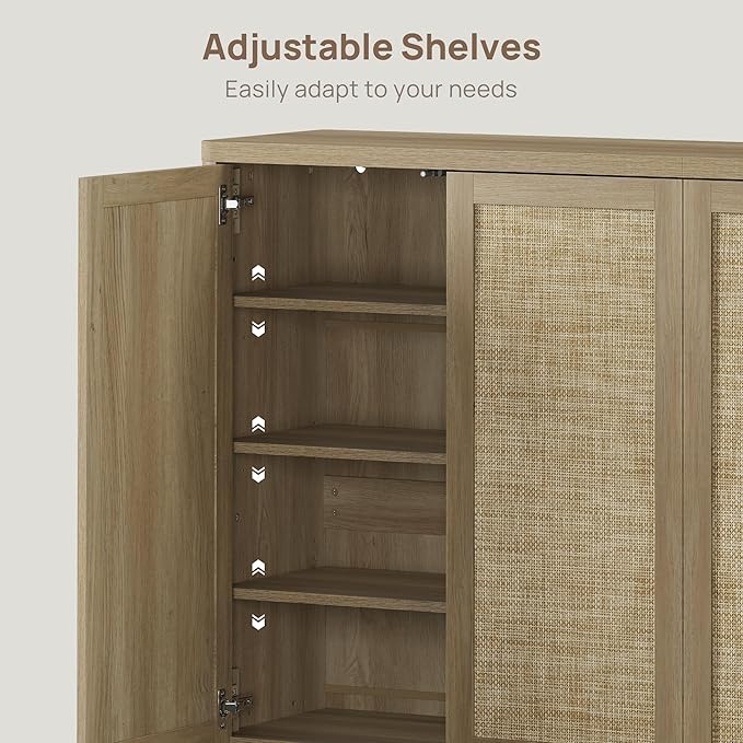 SICOTAS Rattan Shoe Storage Cabinet - Modular Shoe Cabinets with Door Tall Large Shoe Cabinet Storage for Entryway - 65.6" Wide Modular Cabinet for Hallway, Living Room