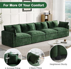 Modular Sectional Sofa, 146.5 Inch I-Shaped Cloud Sofa with Deep Seat Chenille Sofa with Cushions, Four Seater Sectional Sofa for Living Room Apartment,Evergreen