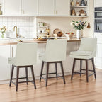 CHITA Counter Height Swivel Bar Stools with Back Set of 2, FSC Certified Upholstered Faux Leather Swivel Barstool, 26.8" H Seat Height, PU Leather in Creamy Gray