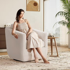 360° Swivel Accent Chair Set of 2 with Pillow - Comfy Living Room Armchair No-Sag Foam & Sturdy Metal Base, Fully Assembled Swivel Accent Single Sofa for Bedroom Living Room, Office, Beige