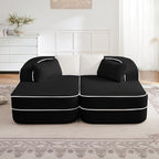 77.2" Oversized Double Lounge Chaise, Boneless Lounge Sofa Bed, Cloud Loveseat Sleeper Couch for Indoor Living Room, No Assembly Required, Teddy Fabric,Black