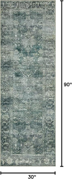 Loloi Magnolia Home by Joanna Gaines Banks Collection BAN-03 Blue/Lagoon 2'-6" x 7'-6", .13" Pile Height, Machine Washable, Runner Rug