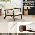 KOMFOTT Mid-Century Modern Accent Chair Set of 2, Living Room LeisureChair with Cushioned Seat & Back, Upholstered Armchair with Rubber Wood Frame & Lumbar Pillow, Lounge Chair for Bedroom, Beige
