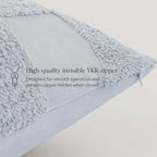Double Stitch Checkered Throw Pillow Covers - 100% Cotton Set of 2 Tufted Boho Decorative Pillow Covers 20x20, Made in India, Square Cushion Case, Modern Home Decor for Couch, Sofa, Arctic Blue
