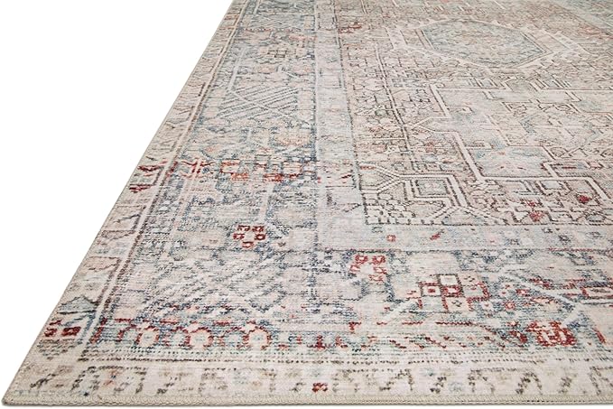 Loloi Chris Loves Julia Jules Collection JUL-07 Natural/Ocean 2'-6'' x 9'-6'', .13" Pile Height, Runner Rug