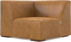 SIMPLIHOME Rex Right Corner Sectional Modular Sofa and Ottoman Set in Full-Grain Genuine Leather, Sienna, 116-inch-wide L-Shaped Leather Sofa and Matching 34-inch-Wide Table Ottoman for Living Room