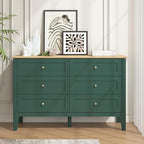 6 Drawers Green Dresser for Bedroom, 47" Wide Wood Modern Chest of Drawers, Shaker Style, Modular Dresser TV Stand for Bedroom, Living Room, Hallway (Green)