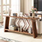 LITTLE TREE 70.9-Inch Console Table, Long Sofa Table Behind Couch, Farmhouse Console with Shelf for Entryway, Living Room, Hallway