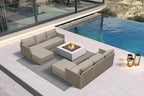 PURPLE LEAF Patio Furniture Set 8 Pieces Outdoor Conversation Sets PP Rope Patio Sofa with Cushions Manual Weaving Deep Seating Furniture for Porch Lawn Backyard Beige