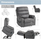 Power Lift Recliner Chair for Adults Elderly Lay Flat Velvet Recliners with Massage Heating, Extended Footrest, Wireless Charging Device, USB Ports, Cup Holder, Lumbar Pillow